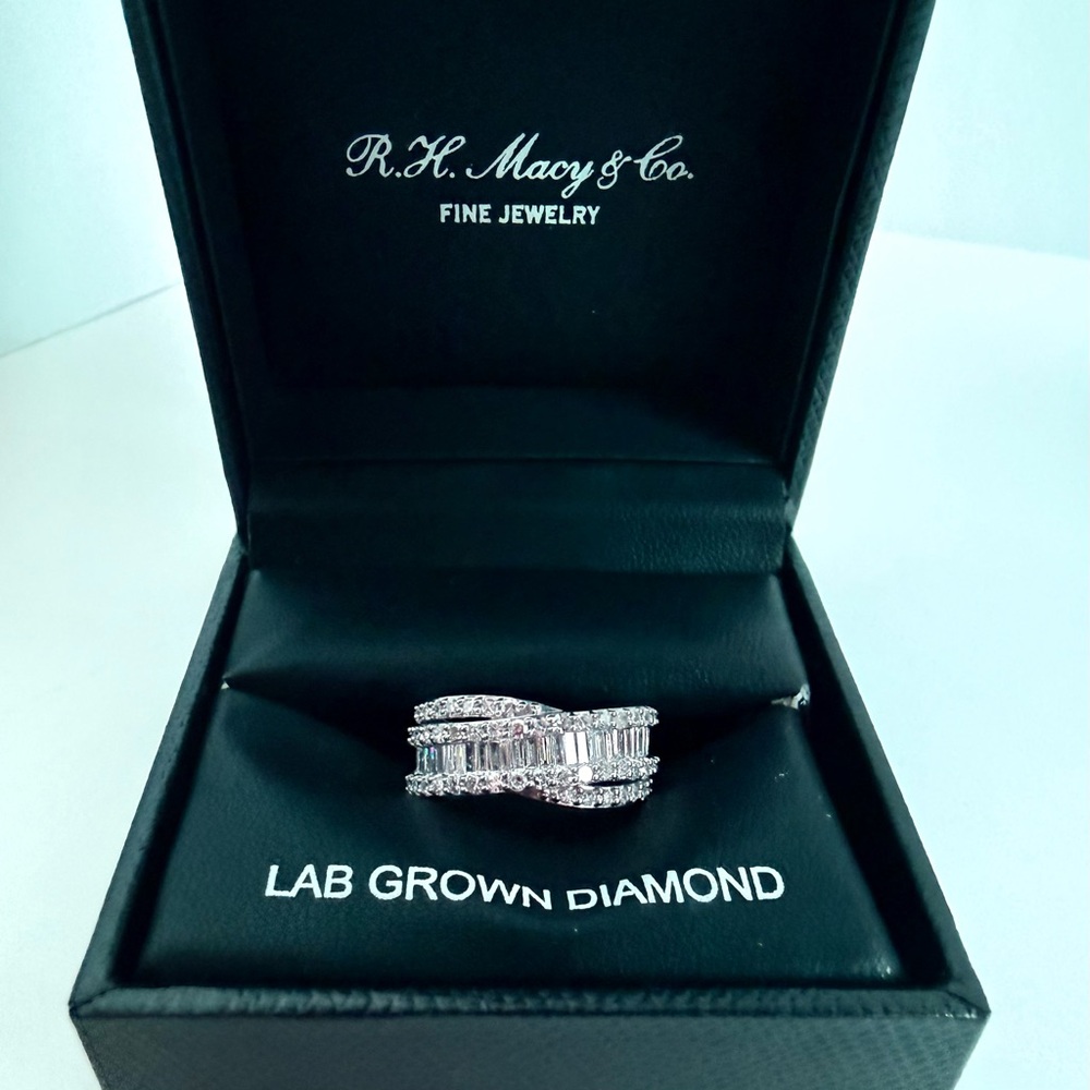 R.H. Macy & Co. Lab-Grown Baguette Diamond Sterling Silver Ring Size 5
